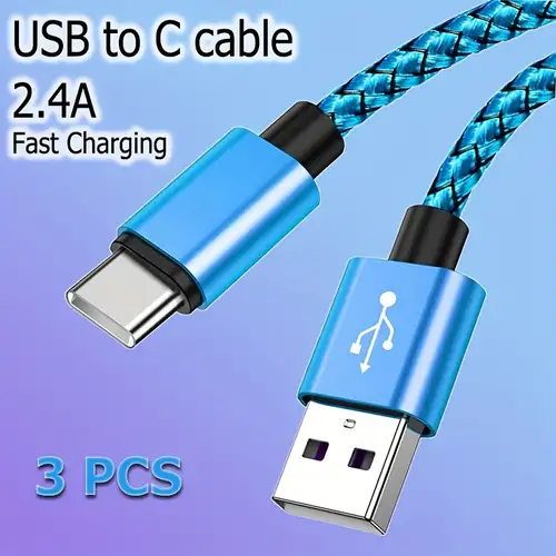 1pcs 3 Metros 2 Cargador De Carga Rápida Tipo C USB micro cable