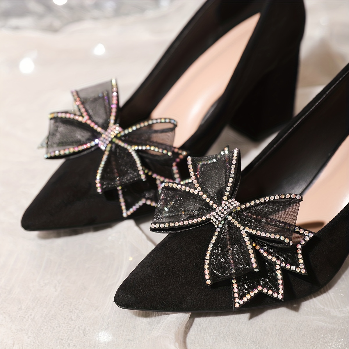 2 Pcs Wedding Pumps Shoe Clips Rhinestone Bow Shoe Accessories Detachable  Shoe Buckle Shoe Embellishment for Women DIY