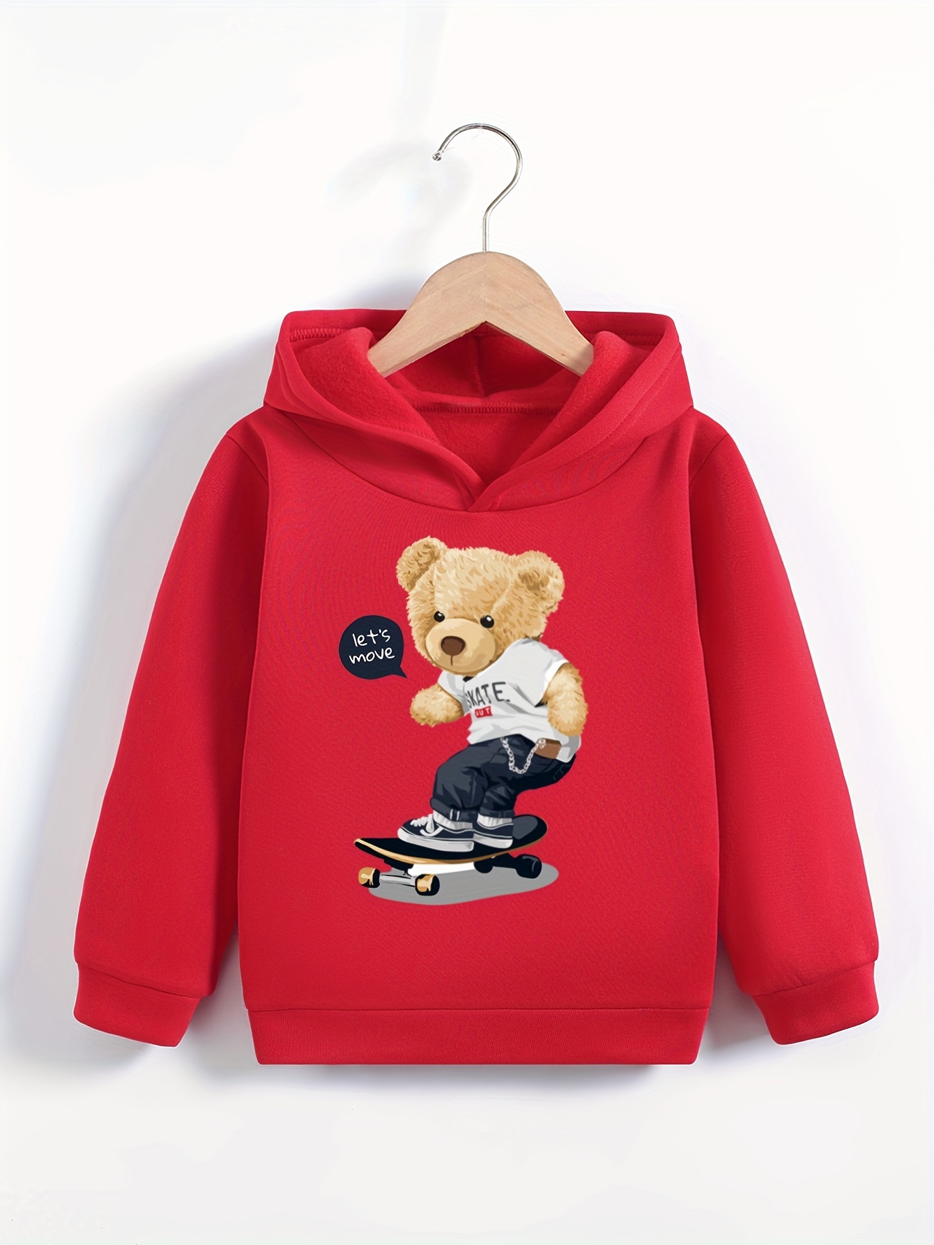Cool Bear Skateboarding Print Cute&cozy Hoodie For Kids Boys - Keep Him  Warm And Stylish! - Temu