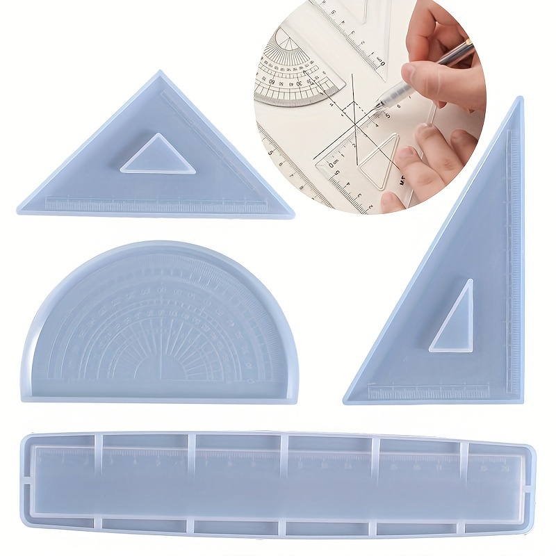 

4pcs Ruler Protractor Silicone Resin Mold Craft Diy Mould Crystal Epoxy Resin Casting Molds Concrete Molds