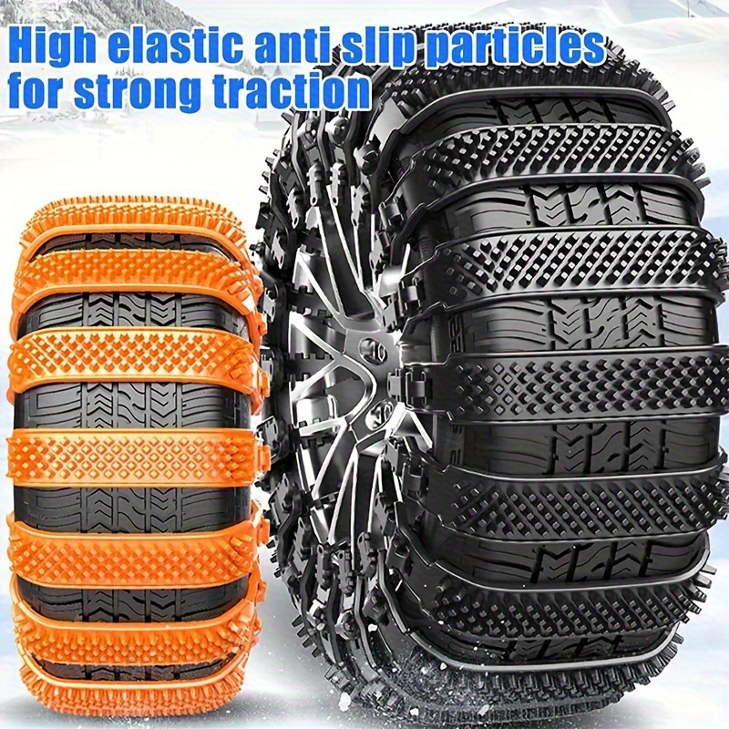 10pcs Anti-Skid Snow Chains For Car Tires, Adjustable Tendon Strap,  Universal For Small Cars, Off-Road Vehicles, And Suvs