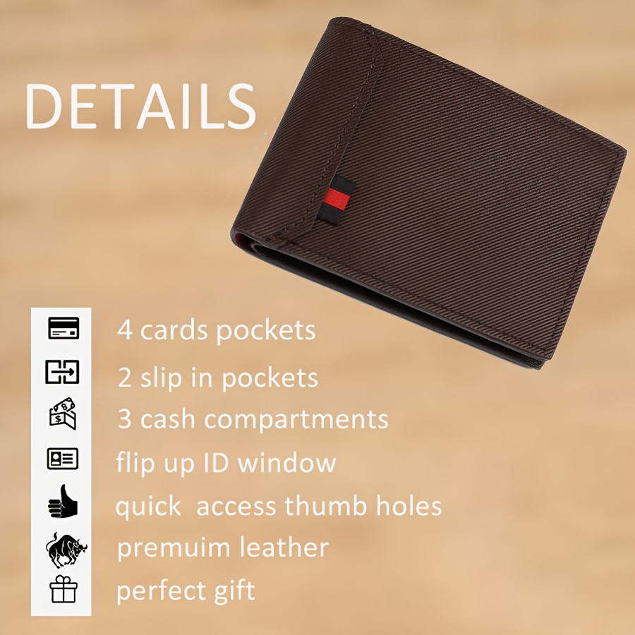 Men's Pu Leather Short Wallet Litchi Pattern Multiple Card Slots Purse  Large Capacity Card Holder, Great Gift For Men - Temu