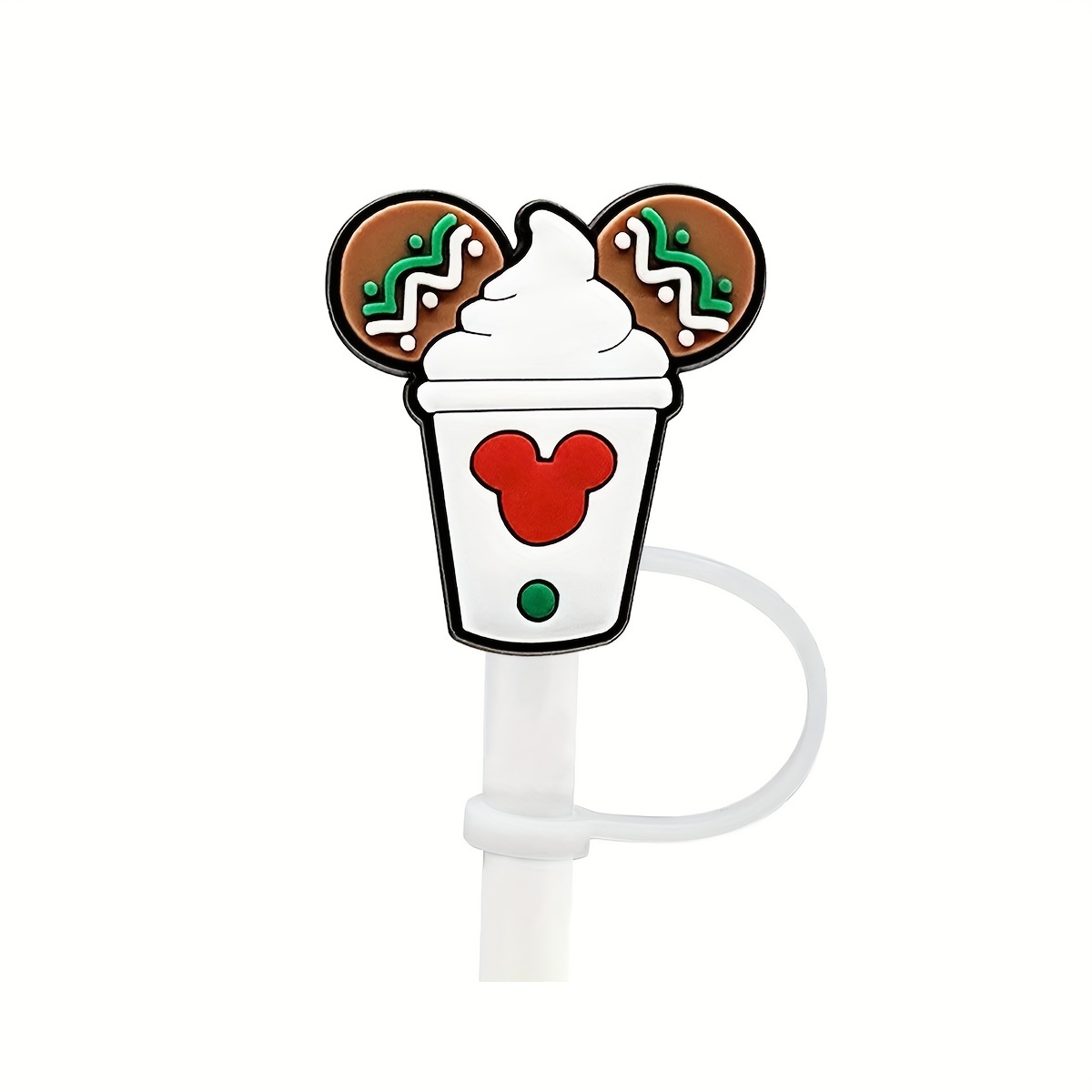 Christmas Personalized Straw Cover, Straw Silicone Dust Plug Cute