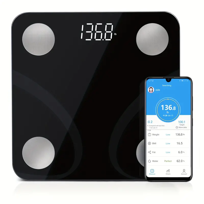 Balança De Peso De Gordura De 1 Unidade, Balança Digital Inteligente De LED  Com Medida De Gordura, Balança De Peso Corporal, Aplicativo De Telefone