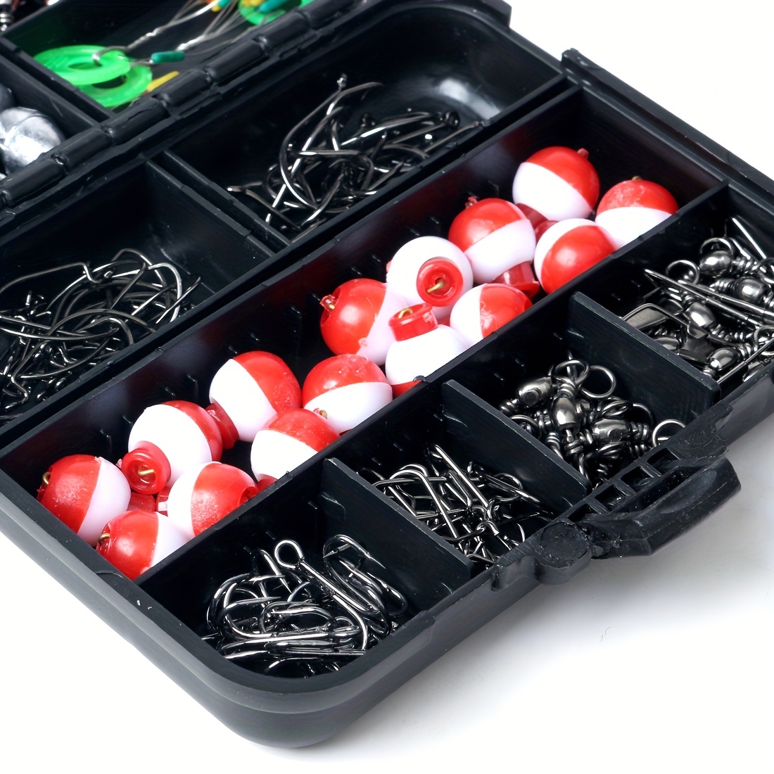 Portable Fishing Accessories Kit Set - Includes Tackle Box,  Saltwater/Freshwater Fish Hooks, Bait Parts - Perfect for Travel and  Outdoor Fishing