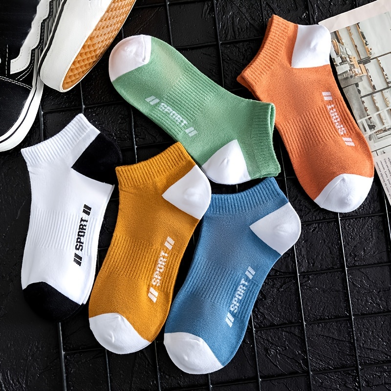 5pairs mens low cut socks trendy letter print socks 1