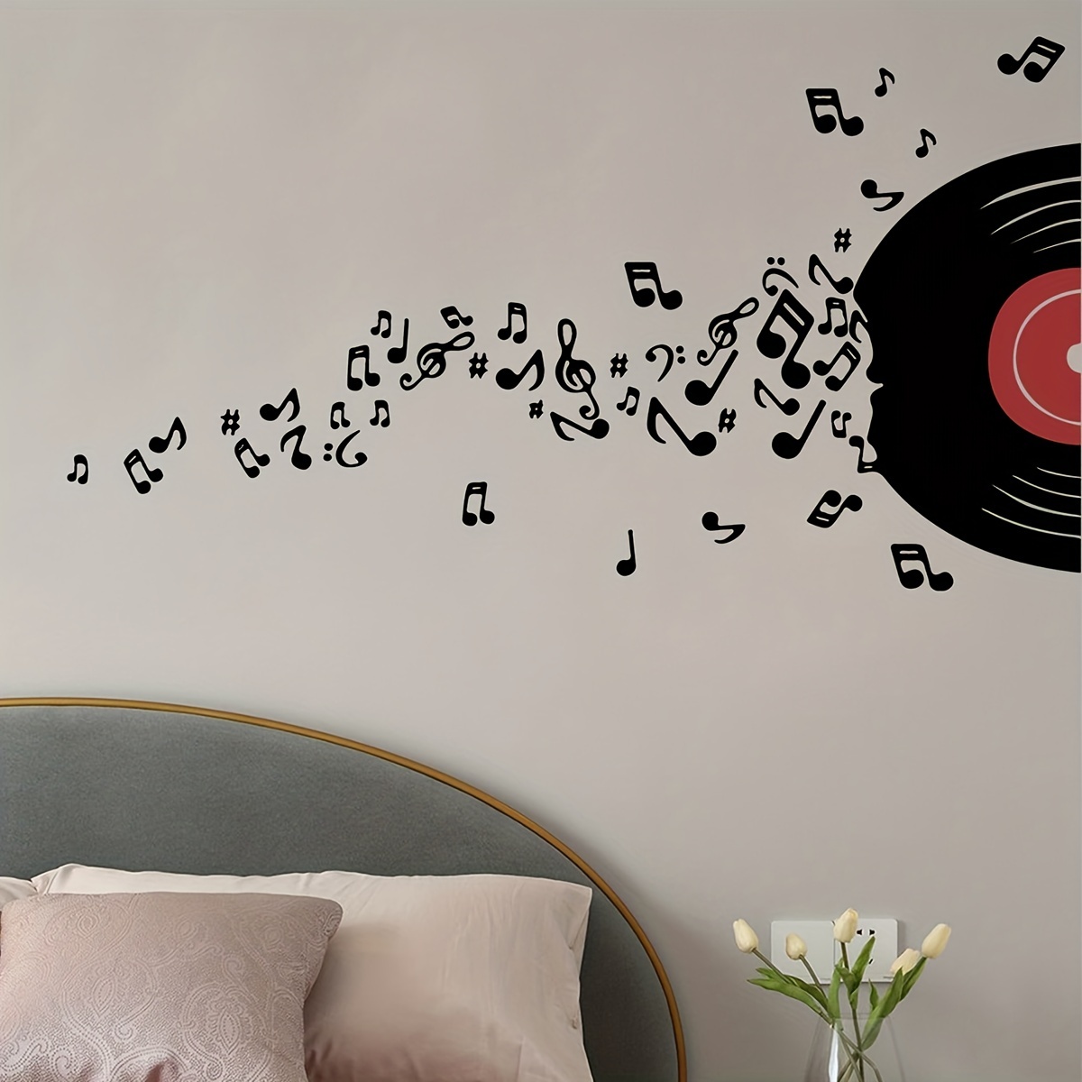  4pcs Vinyl Record Wall Sticker Music Notes Wall Decals