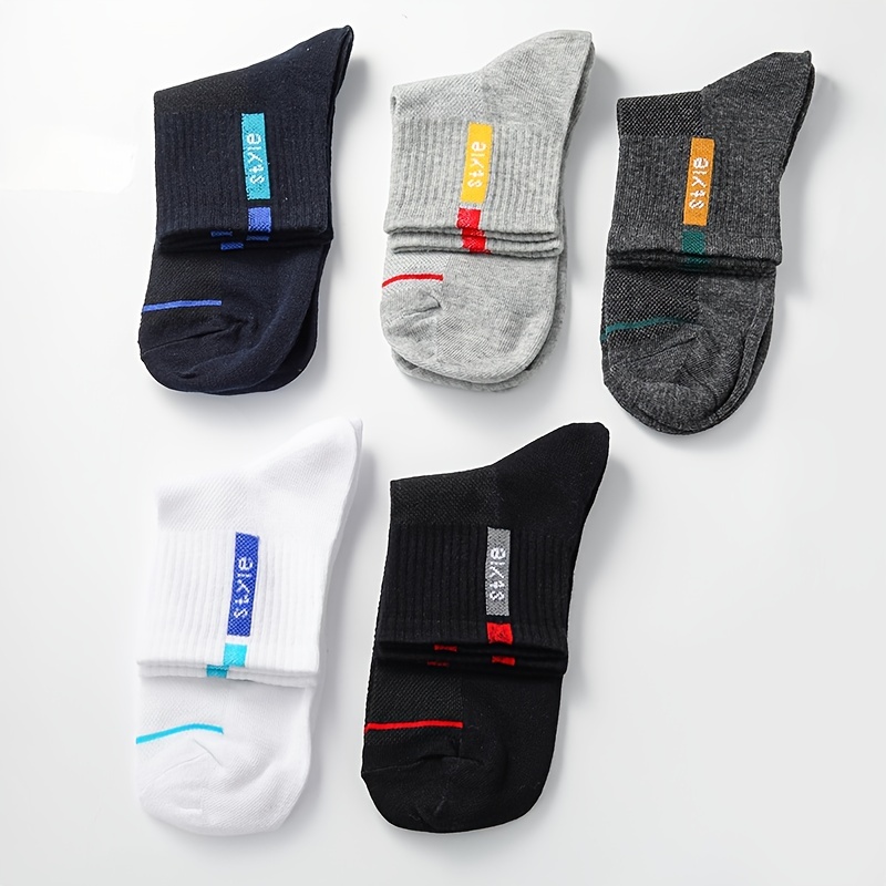 5 Pairs Men's Breathable Cotton Ankle Socks for Sports