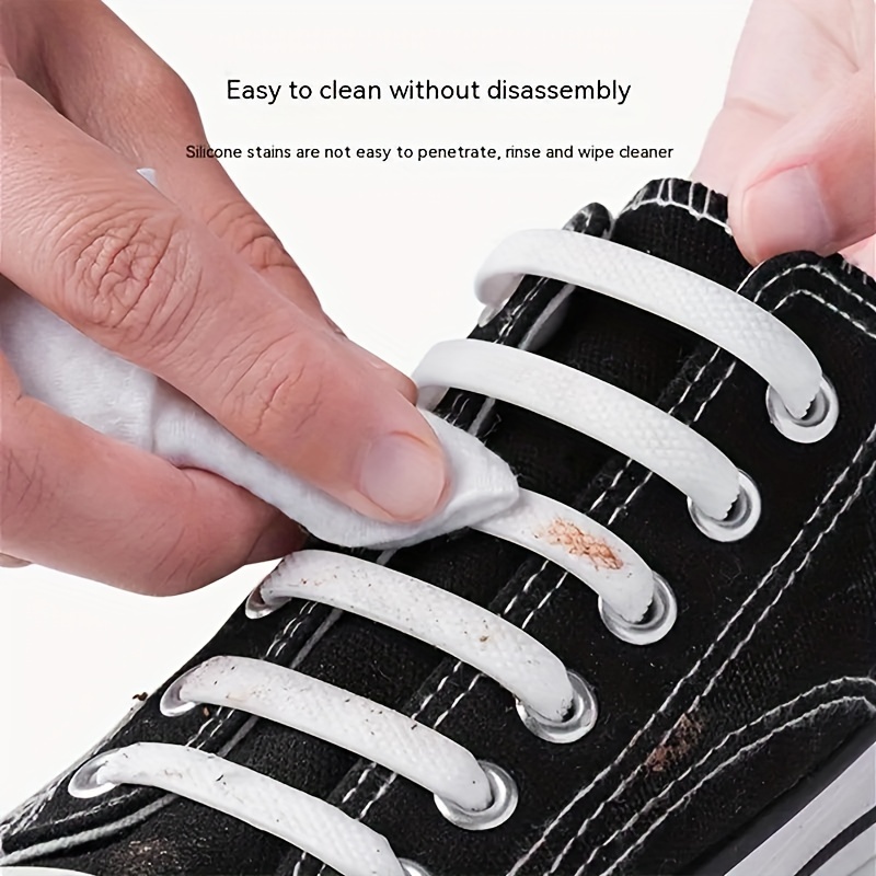 16Pcs Easy No Tie Shoelaces Elastic Silicone Flat Lazy Shoe Lace Strings  Adult