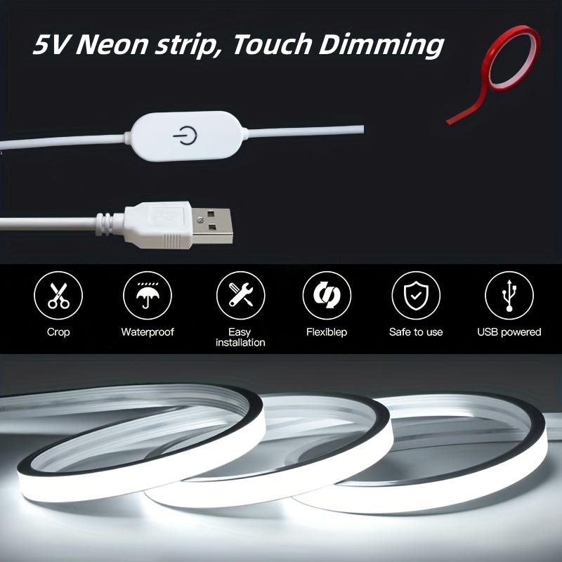 5v Neon Light Usb Powered Dimmable Led Light Strip - Temu