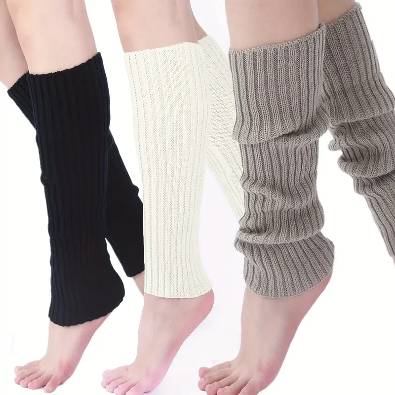 Music Festival Solid Ribbed Knit Leg Warmers Comfy match - Temu Canada