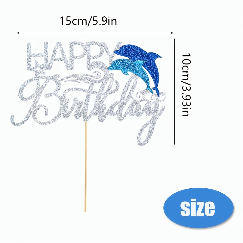 Blue Glitter Dolphin Cupcake Toppers Baby Shower Birthday Under the Sea  Theme Party Decorations Boy Girl Birthday Cake Toppers