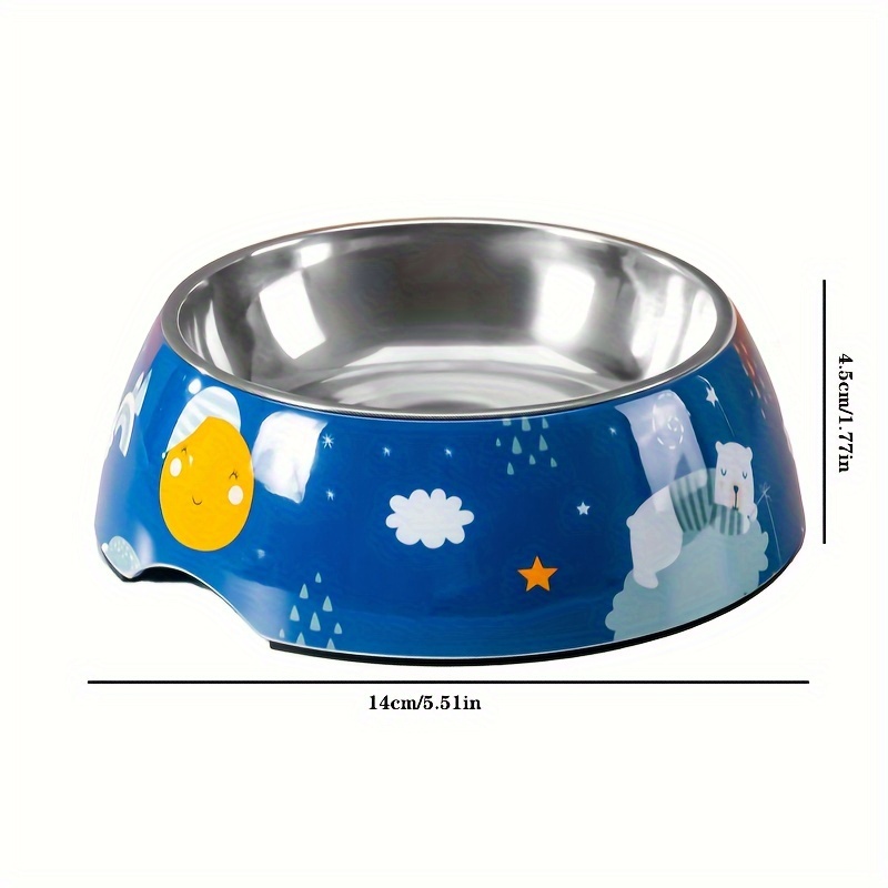 Cartoon Dog Print Dog Bowl Stainless Steel Dog Food And - Temu