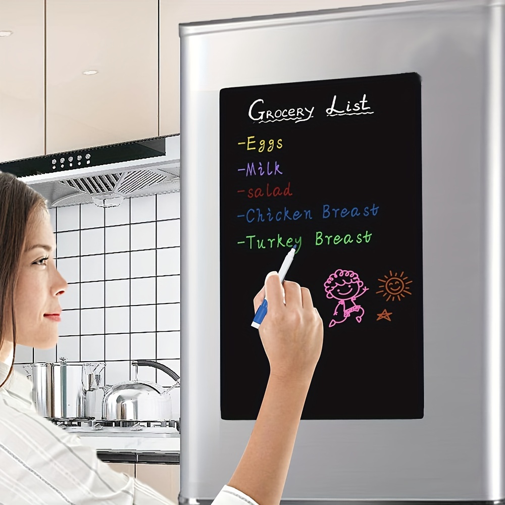 Food Grade Silicone Drawing Mat- Magnetic Whiteboard, Flexible Refrigerator Blackboard, Smooth Writing, Non-Stick, Art Mat with Brush Cleaner Pen