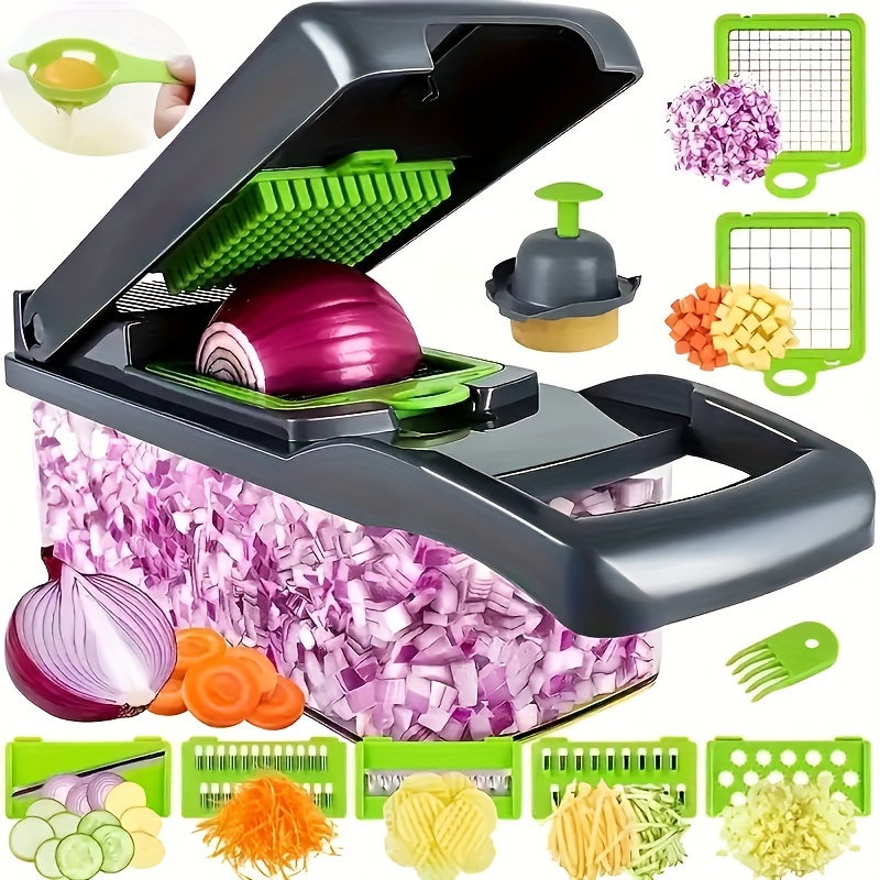 Vegetable Chopper and Dicer, 14 in 1 Multifunctional Mandoline Slicer for Kitchen, BPA Free Onion Chopper and Spiralizer, Cutter, Dicer, Grater with