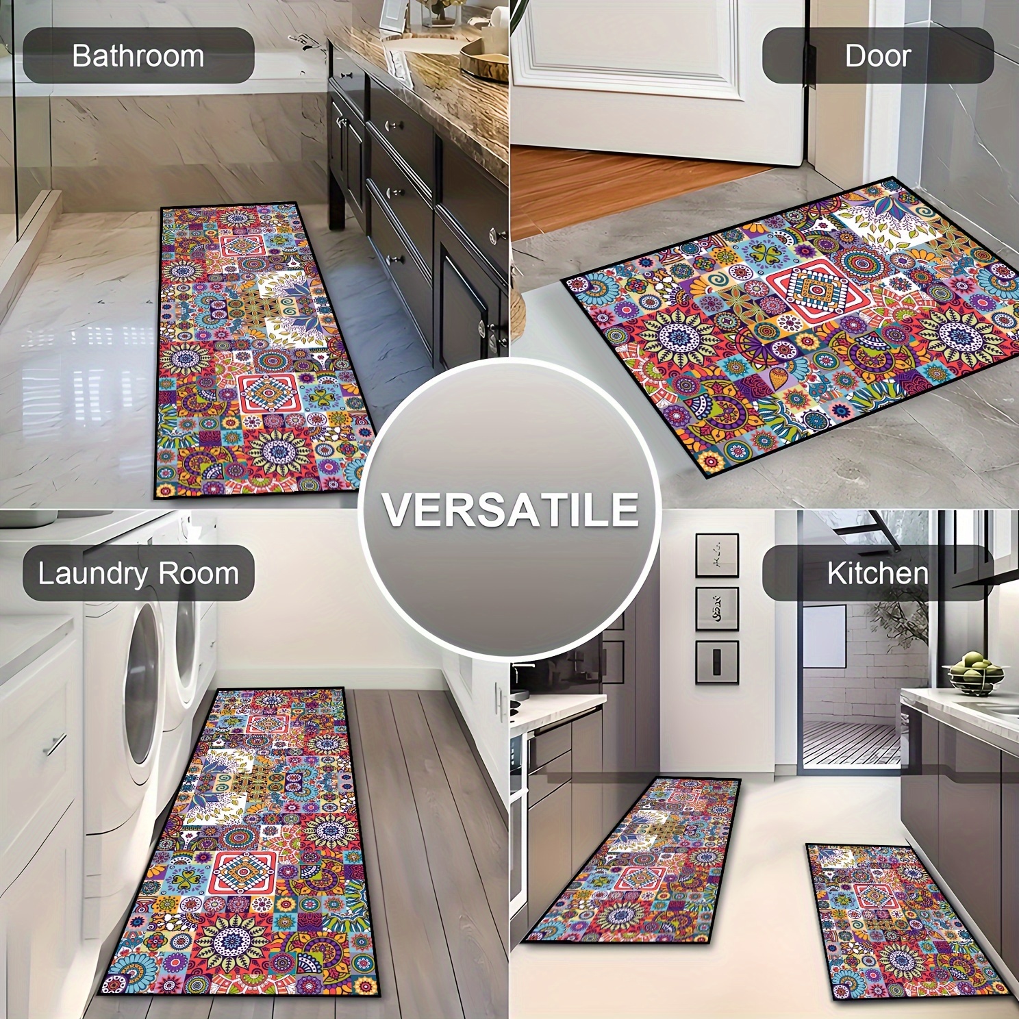 Mandala Pattern Printed Kitchen Floor Mat Boho Home - Temu