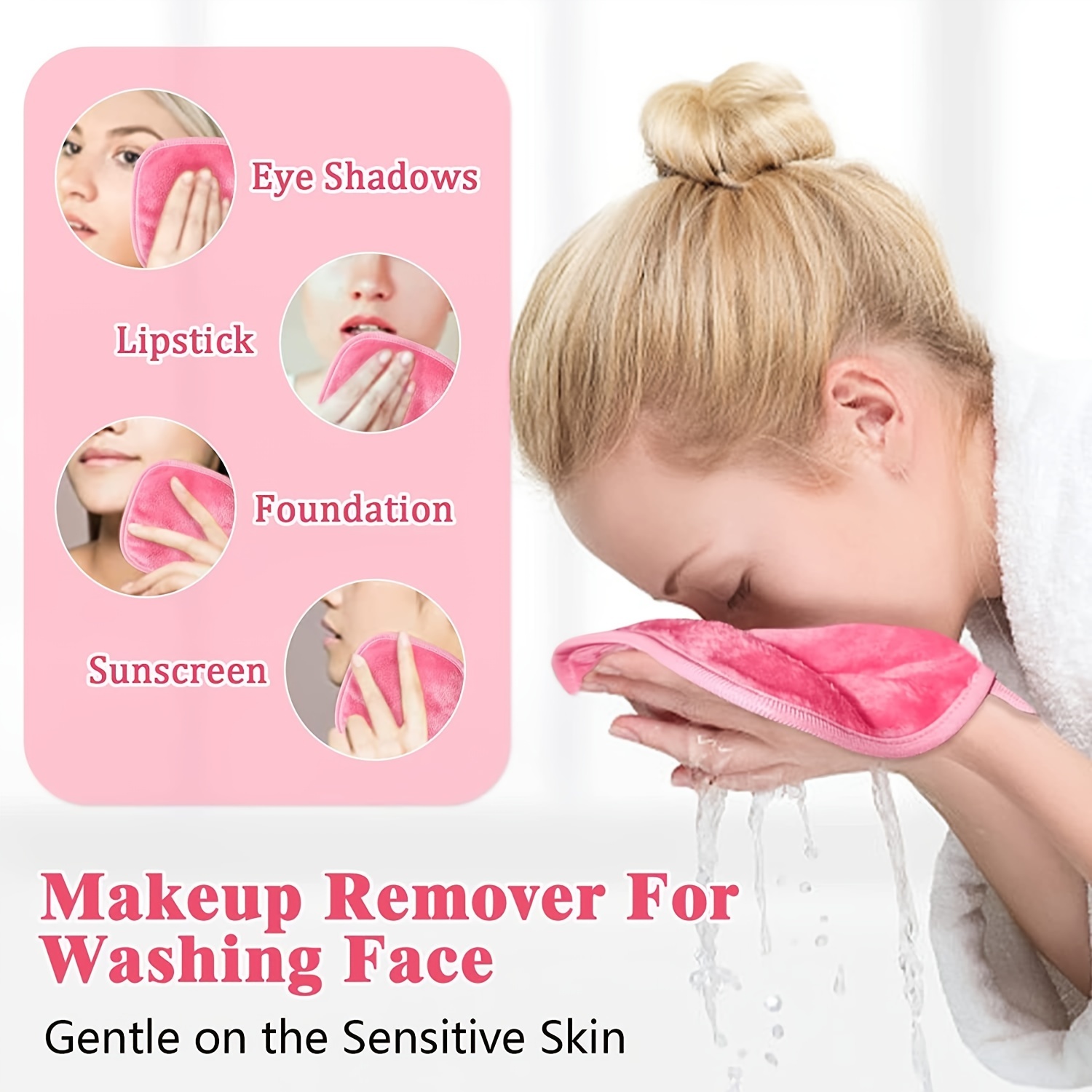 Face Makeup Remover Cloths Wash Cloth For Face Towels Facial Cleaning Wipes  Reusable Soft For Sensitive Skin Erase Mascara, Eyeliner, Foundation,  Lipstick With Just Water,white - Temu