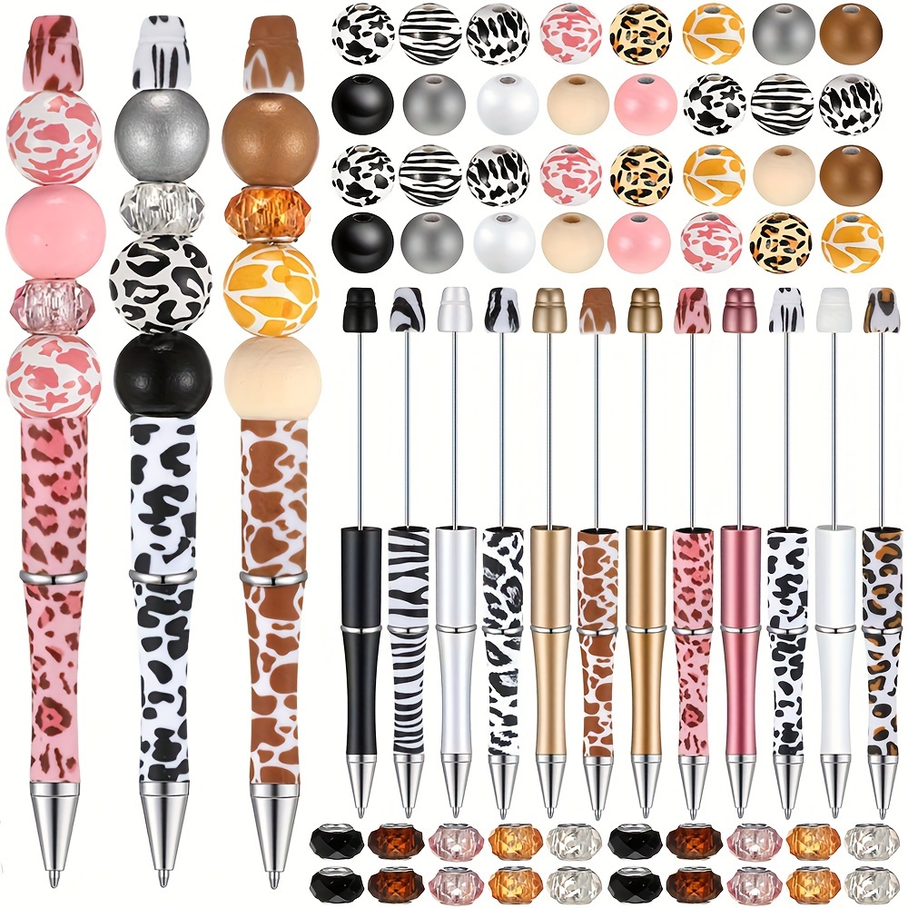 Beadable Pens Bead Pens with Many Multicolor Beads Assorted Spacer