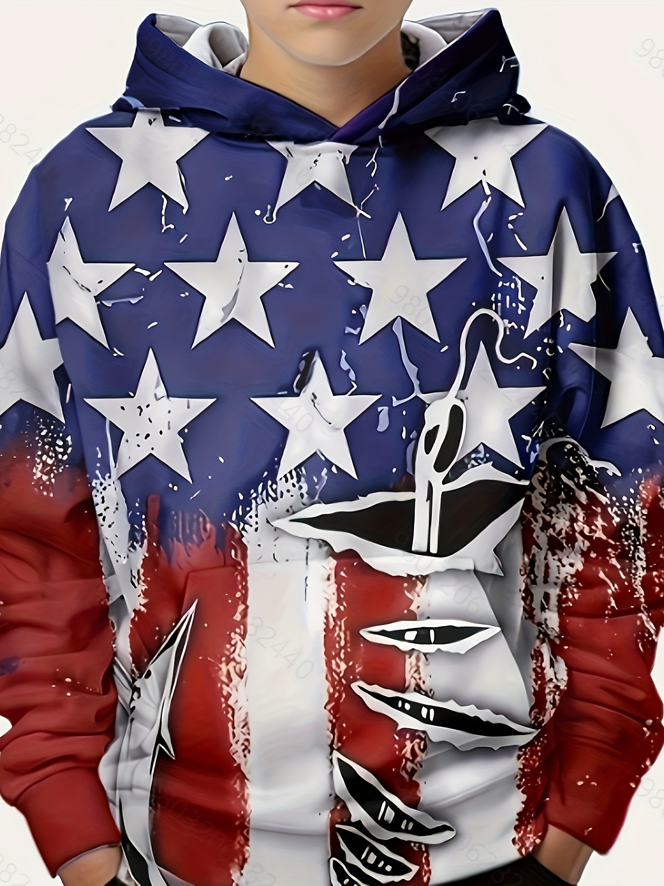 American Flag 3d Print Boys Long Sleeve Hoodie Stay Stylish - Temu