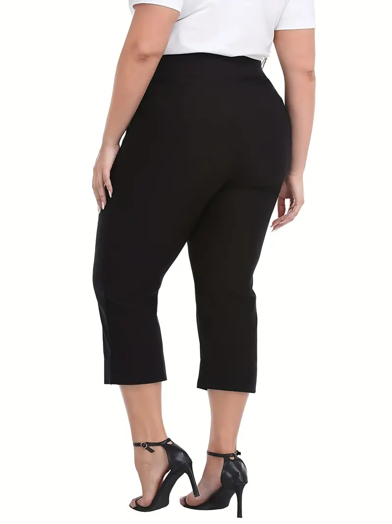 Plus Size Casual Pants Women's Plus Solid High High - Temu