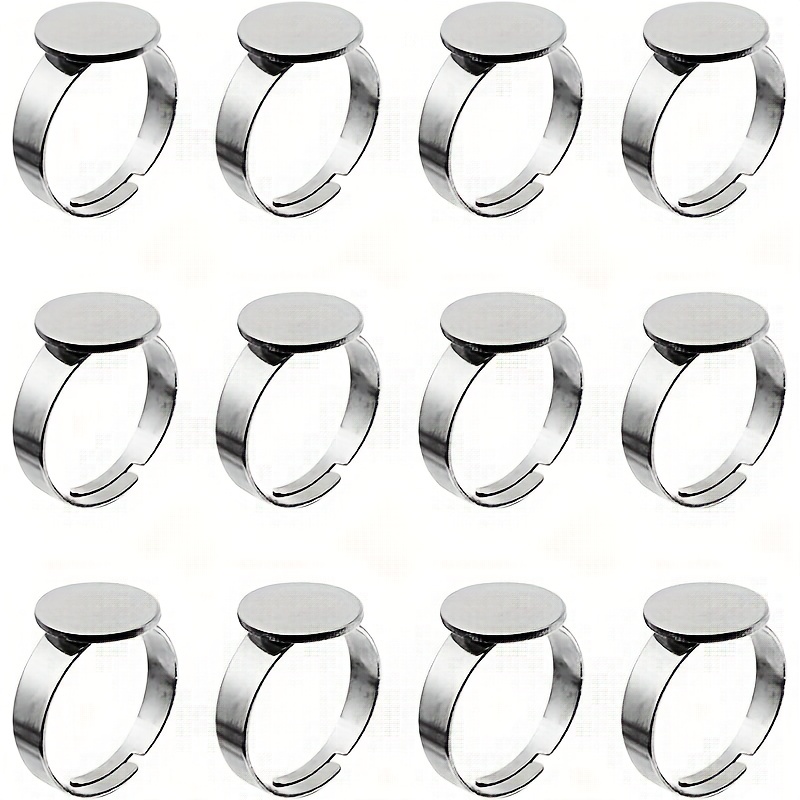 

10pcs Stainless Steel Adjustable 6/8/10/12mm Disc Pad Ring Bezel Settings Golden Finger Ring Base Blanks For Diy Rings Jewelry Making Supplies