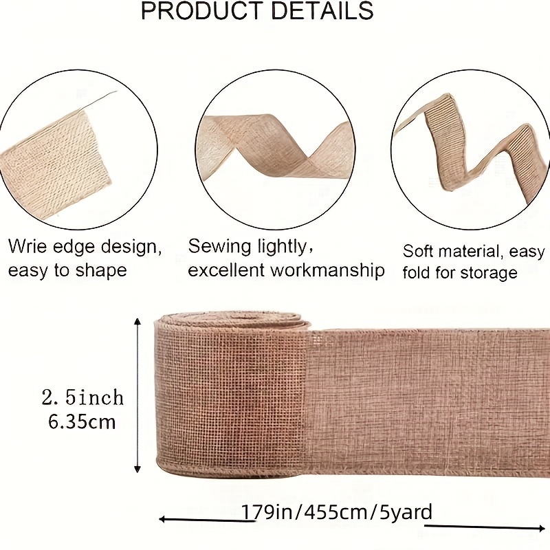 5 Yards Natural Burlap Fabric Ribbon Tan Jute Linen Ribbon - Temu United  Arab Emirates