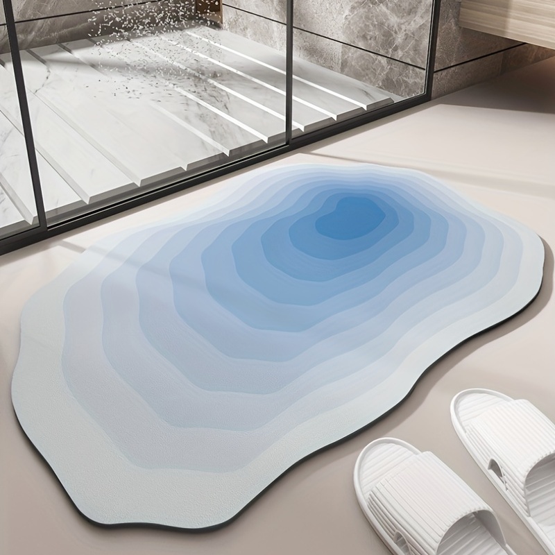  Super Absorbent Diatom Mud Mat Blue Grey and White