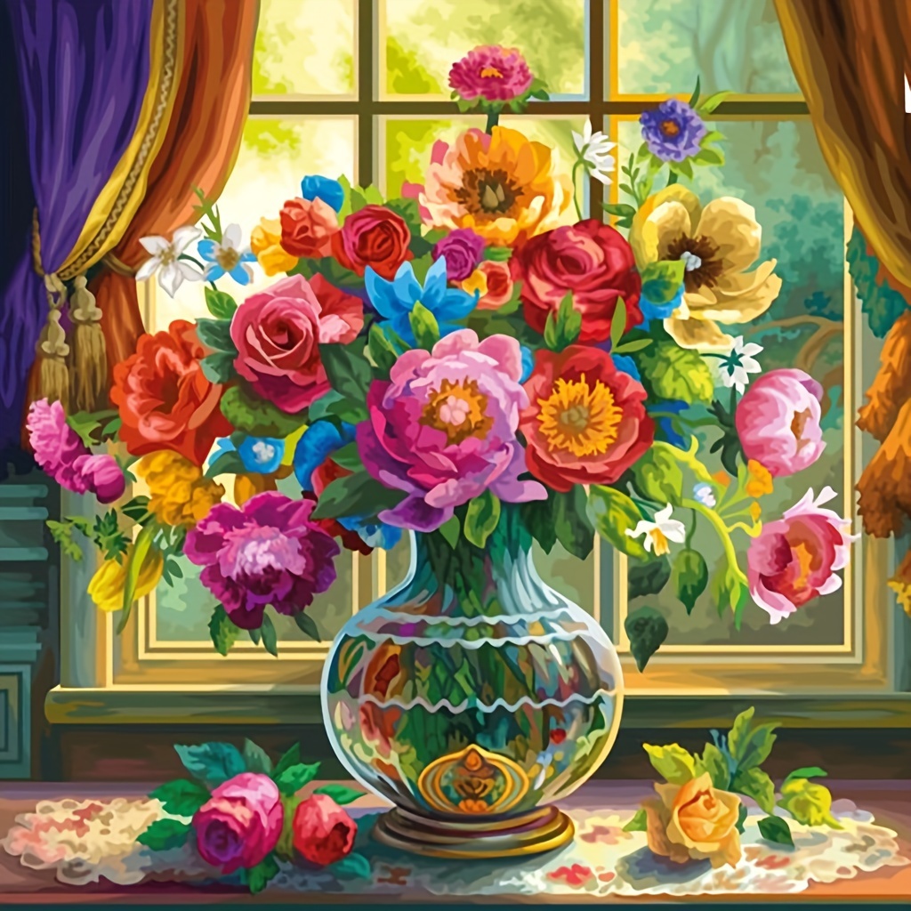 

1pc Large Size 40x40cm/15.7x15.7inch Without Frame Diy 5d Diamond Art Painting Beautiful Flowers, Full Rhinestone Painting, Diamond Art Embroidery Kits, Handmade Home Room Office Wall Decor
