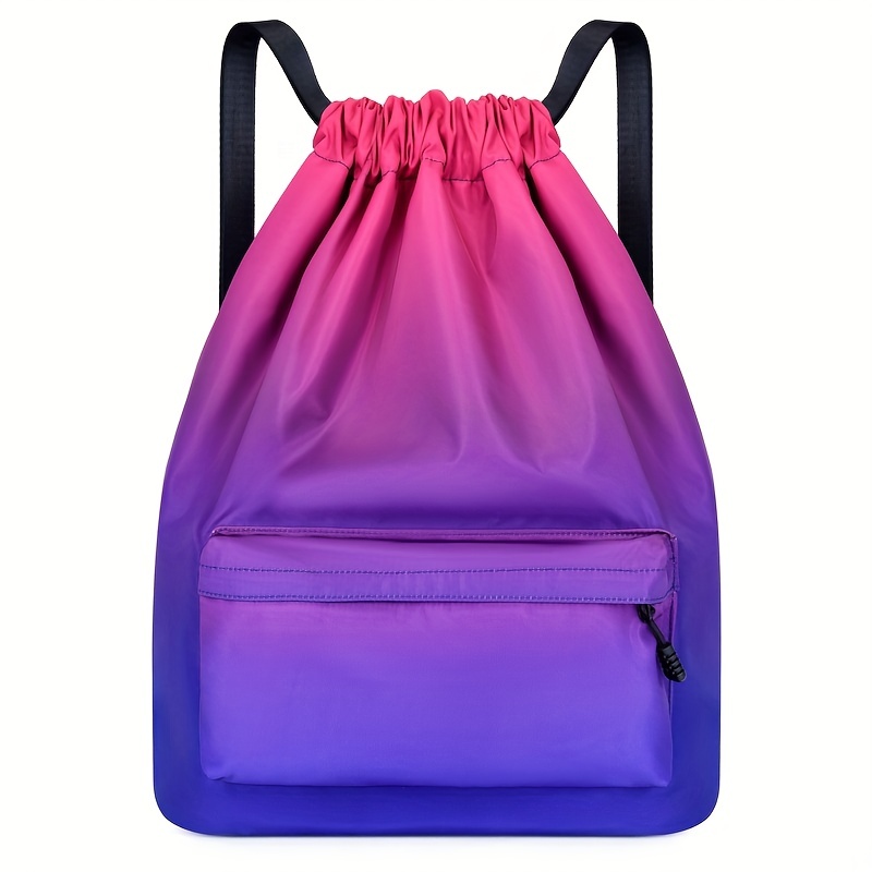 Gradient Drawstring Backpack Lightweight Sports Outdoor Daypack