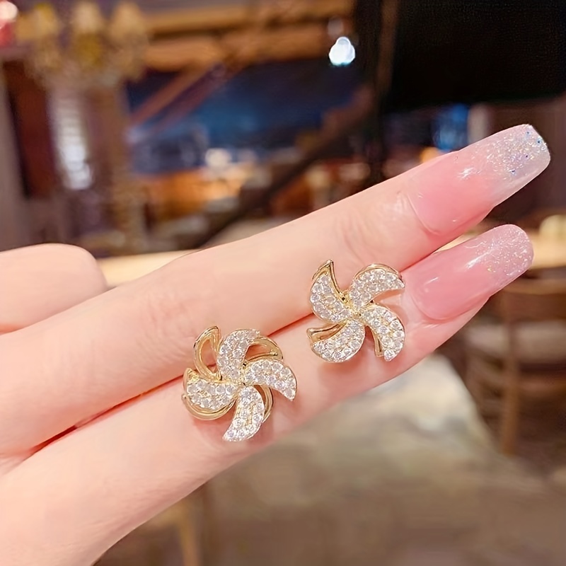 Rotatable Windmill 18K Plated Stud Earrings, Gift for Women
