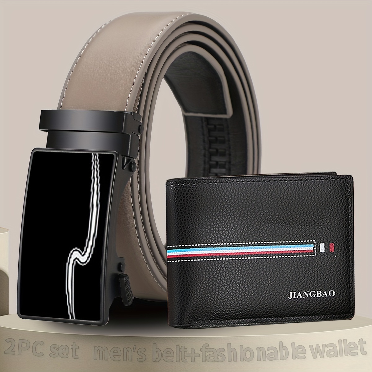 Men's Pu Leather Automatic Buckle Belt (without Gift Box) - Temu