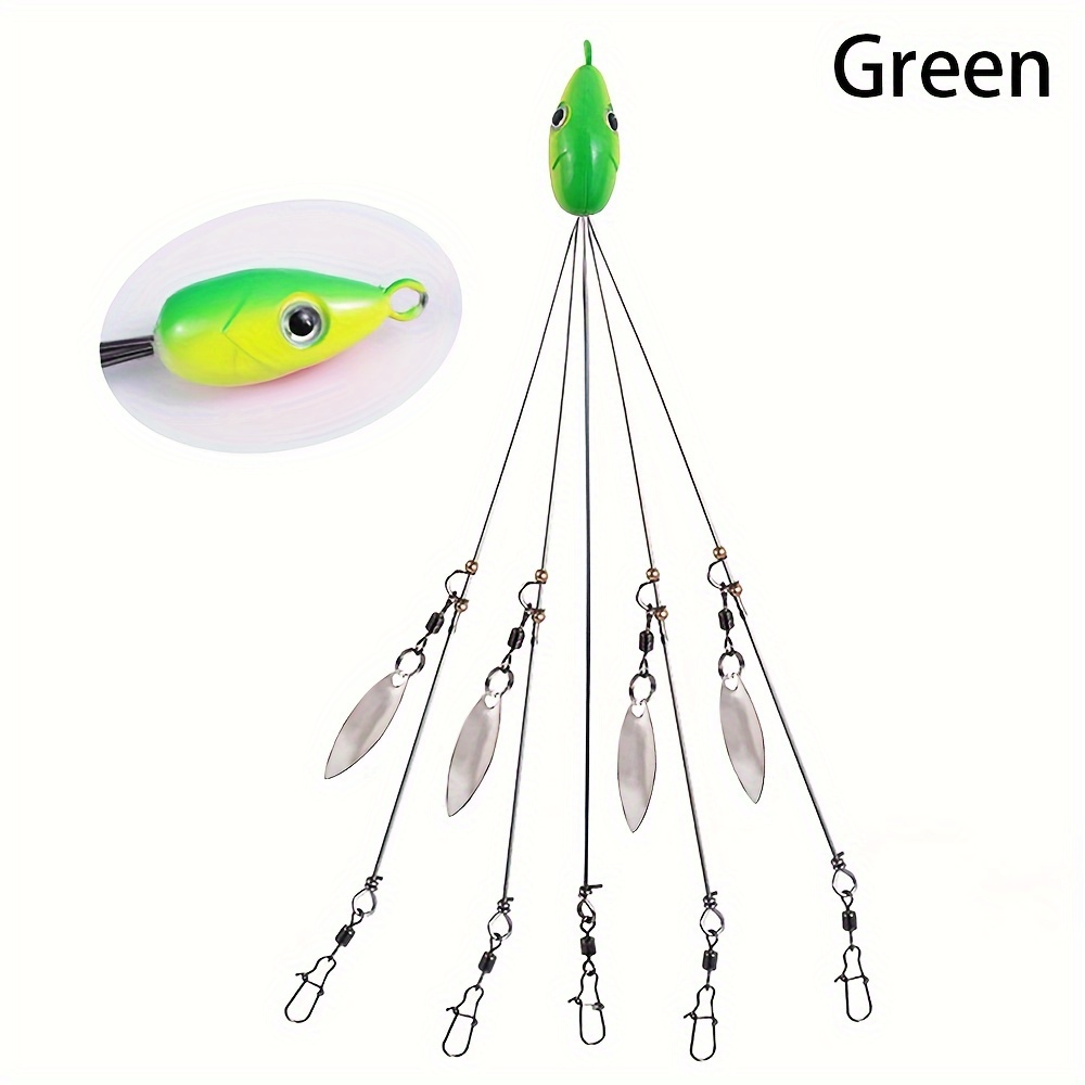 5 Arms Alabama Rig Fishing Lure, Umbrella Rig with Spinner for Striper,  A-Rig for Boat Trolling Frashwater/Saltwater, with Soft Swimbait and Hooks  for Bass Crappie Walleye Pickerel Trout Perch, Bait Rigs 
