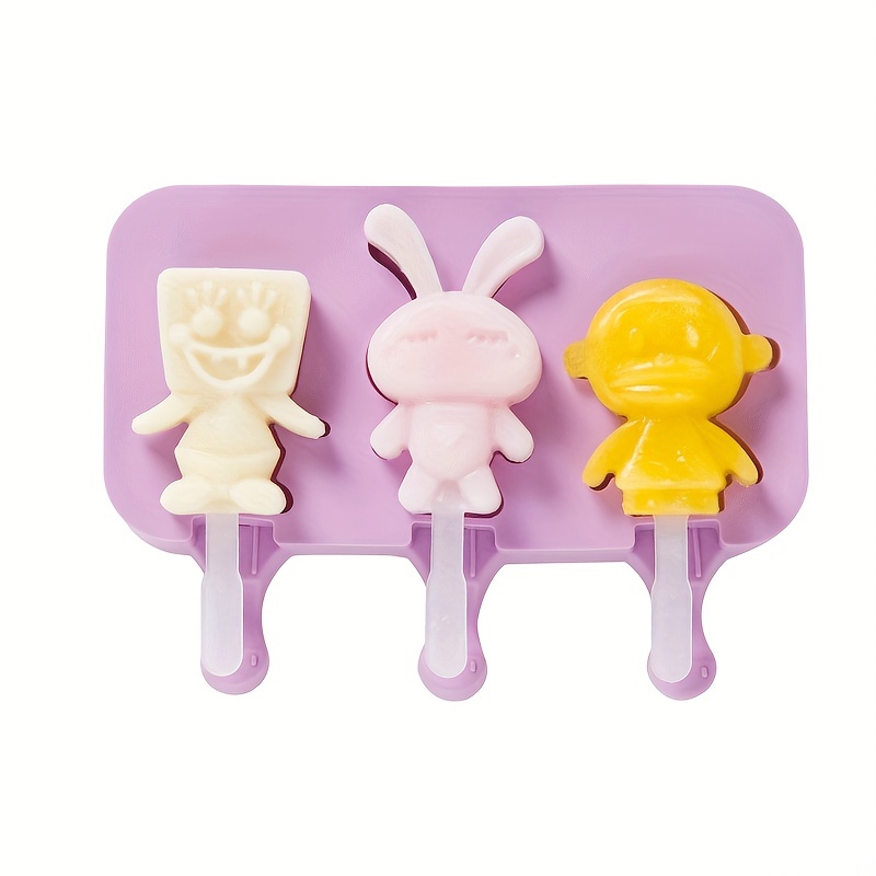 1pc Silicone Popsicle Mold, Cartoon Cute Snowman & Rabbit Design Ice Pop  Mold For Kitchen