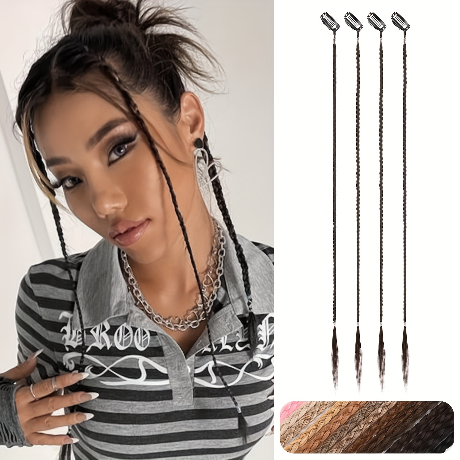 Braid Hair Extensions Braids Front Side Bang Long Braided - Temu