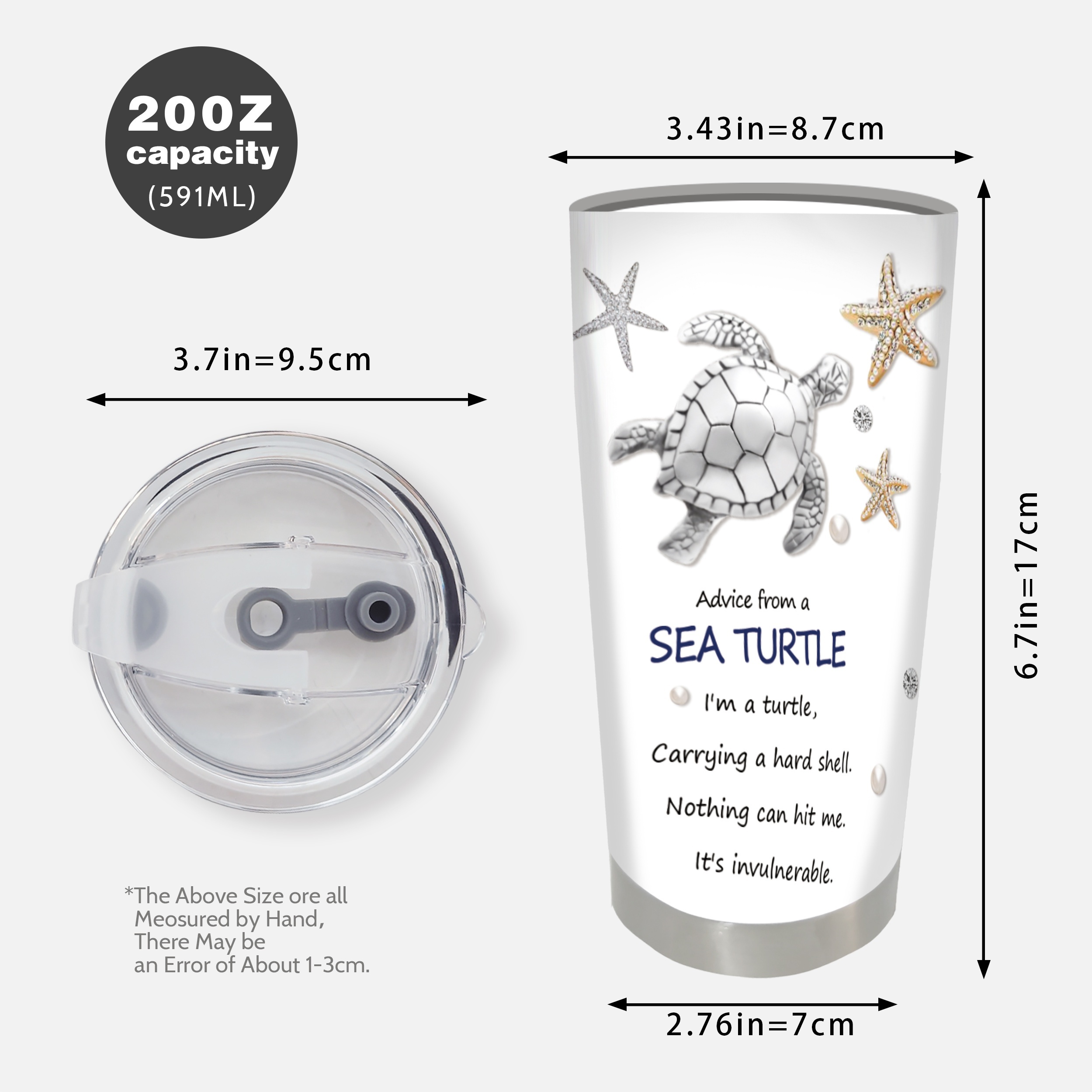 Sea Turtle 20 oz Tumbler W/ Lid & Straw