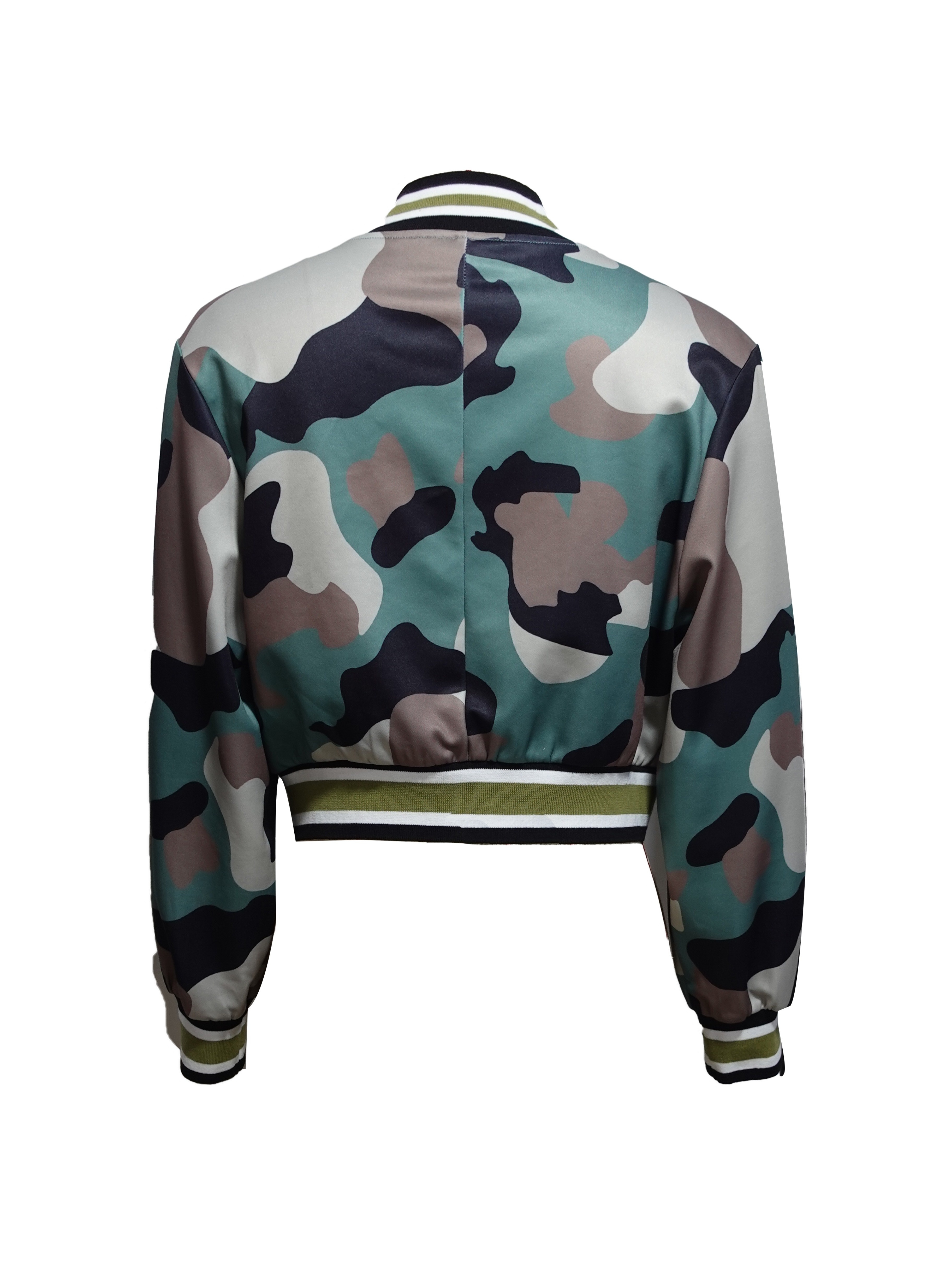 camouflage print jacket casual long sleeve jacket for spring fall womens clothing