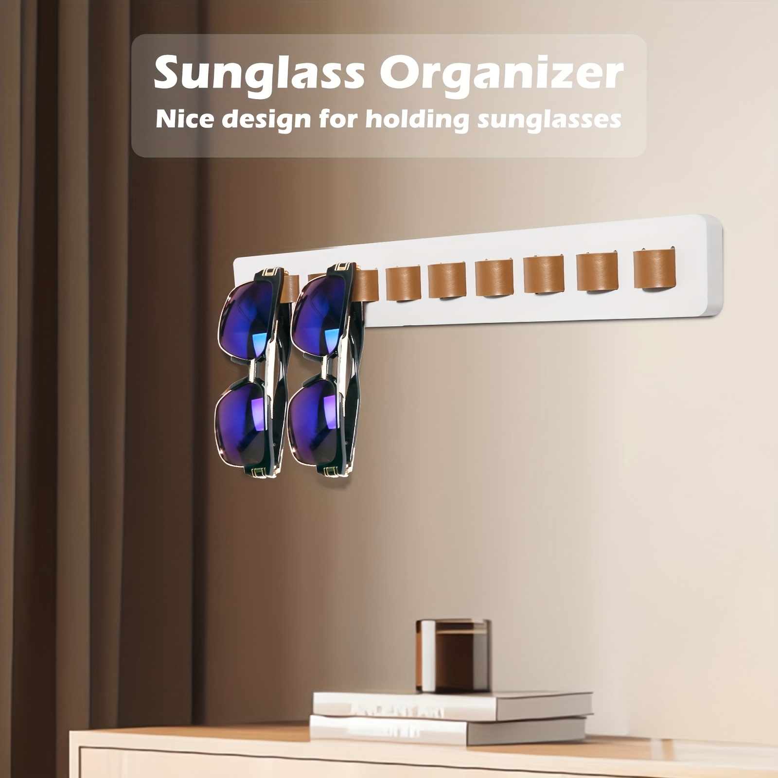 Organizador de lentes de sol, soporte de madera para lentes de sol para el  hogar, soporte para gafas de sol, decoración del hogar (blanco-1