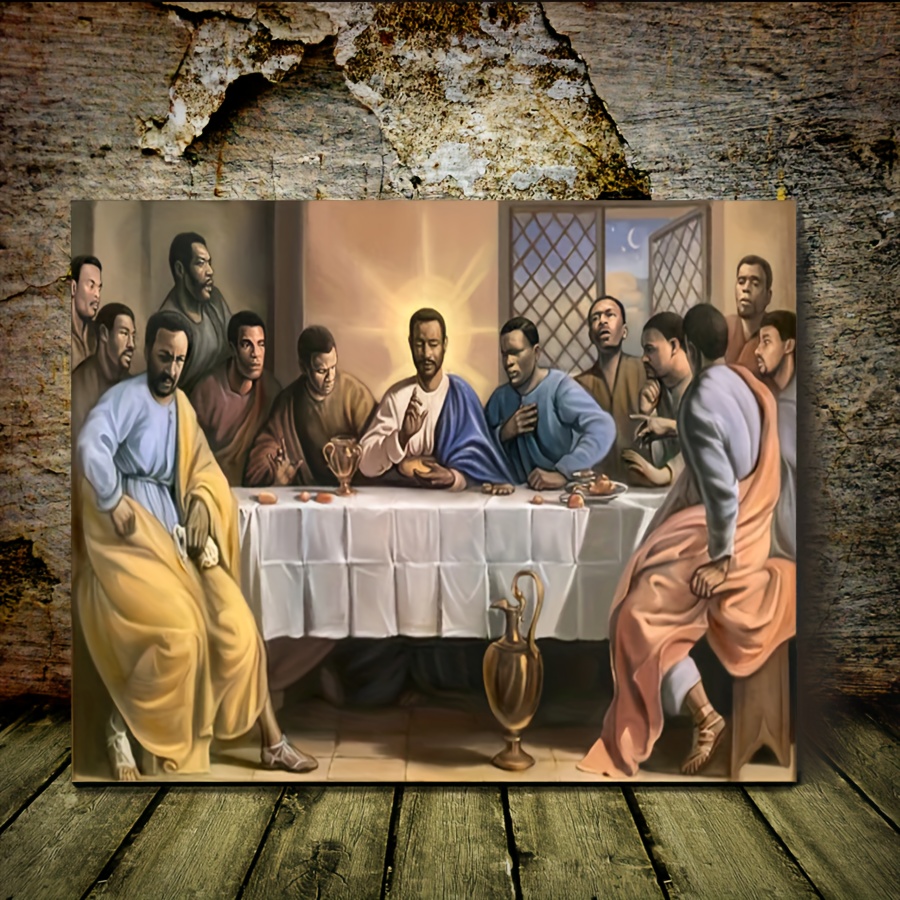 Wooden Framed Canvas Painting Black Last Supper Black Temu Fdc238fba05fa031d521df13adb41d29