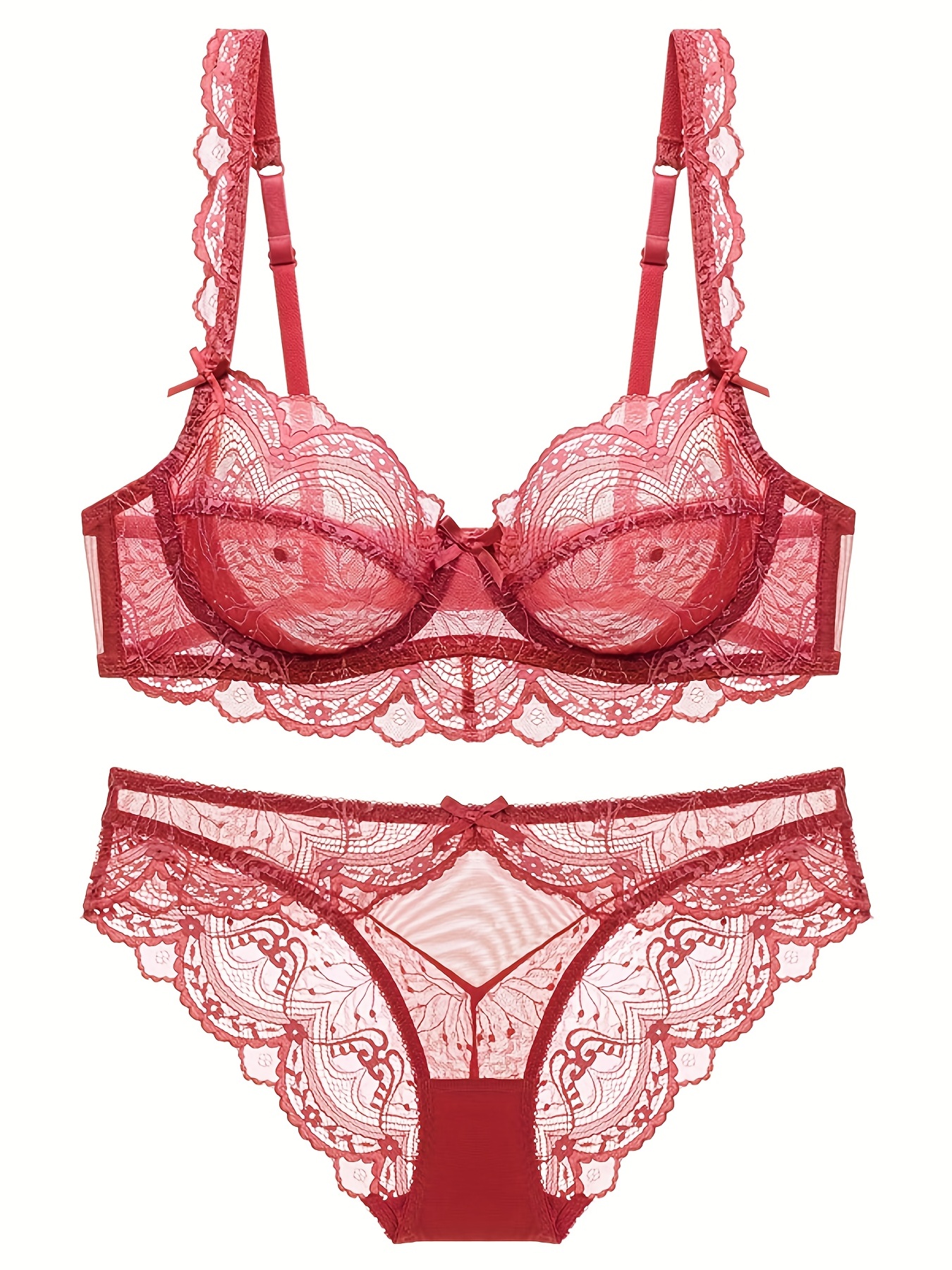 Buy Super X Designer Women's Bra Panty Set Lace Push Up Underwired Solid Lingerie  Set Baby Doll Bikini Set for Women Lingerie Set for Women & Girls (34,  Maroon) at