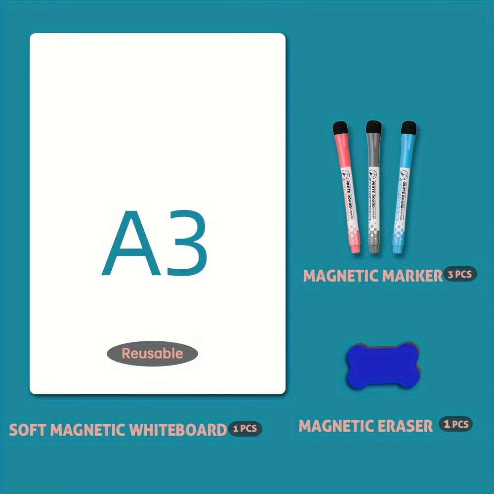 Image of Tronmag Magnetic Dry Erase Whiteboard For Fridge - A3/a4 Size, Includes 1 Whiteboard, 3 Colorful Markers & Eraser - Ideal For Meal Planning, Grocery Lists & Notes - Versatile Organizer, Tronmag
