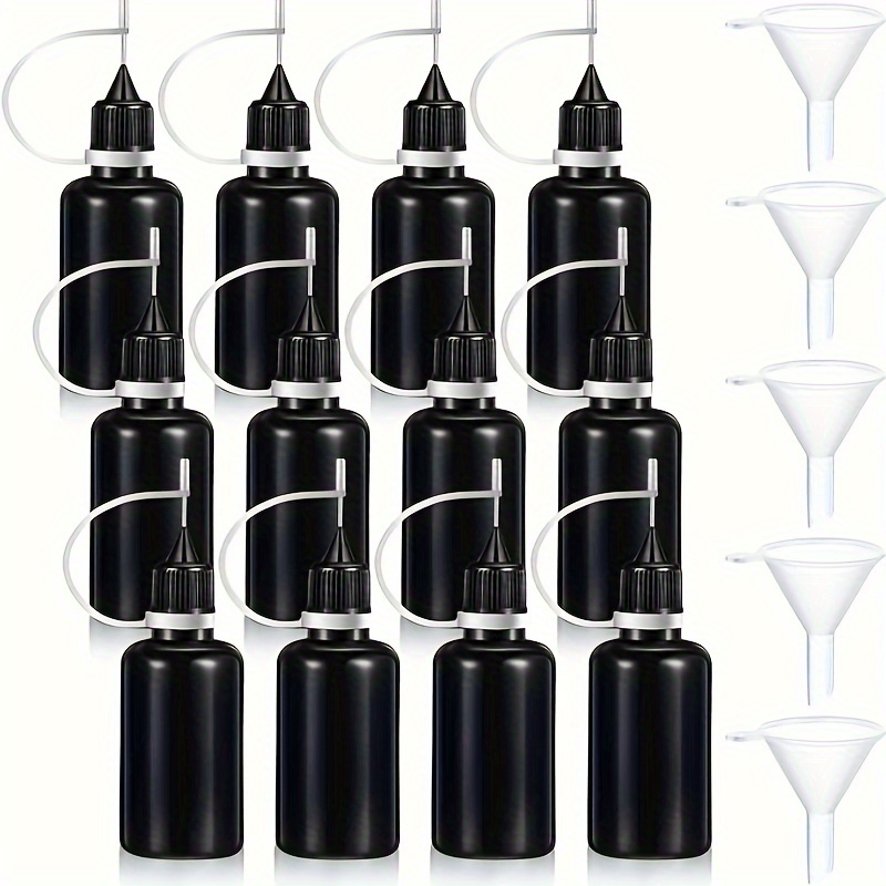 5PCS Long Needle Oil Filling Bottle Plastic Pinhole Bottles With Safety Cap  Set