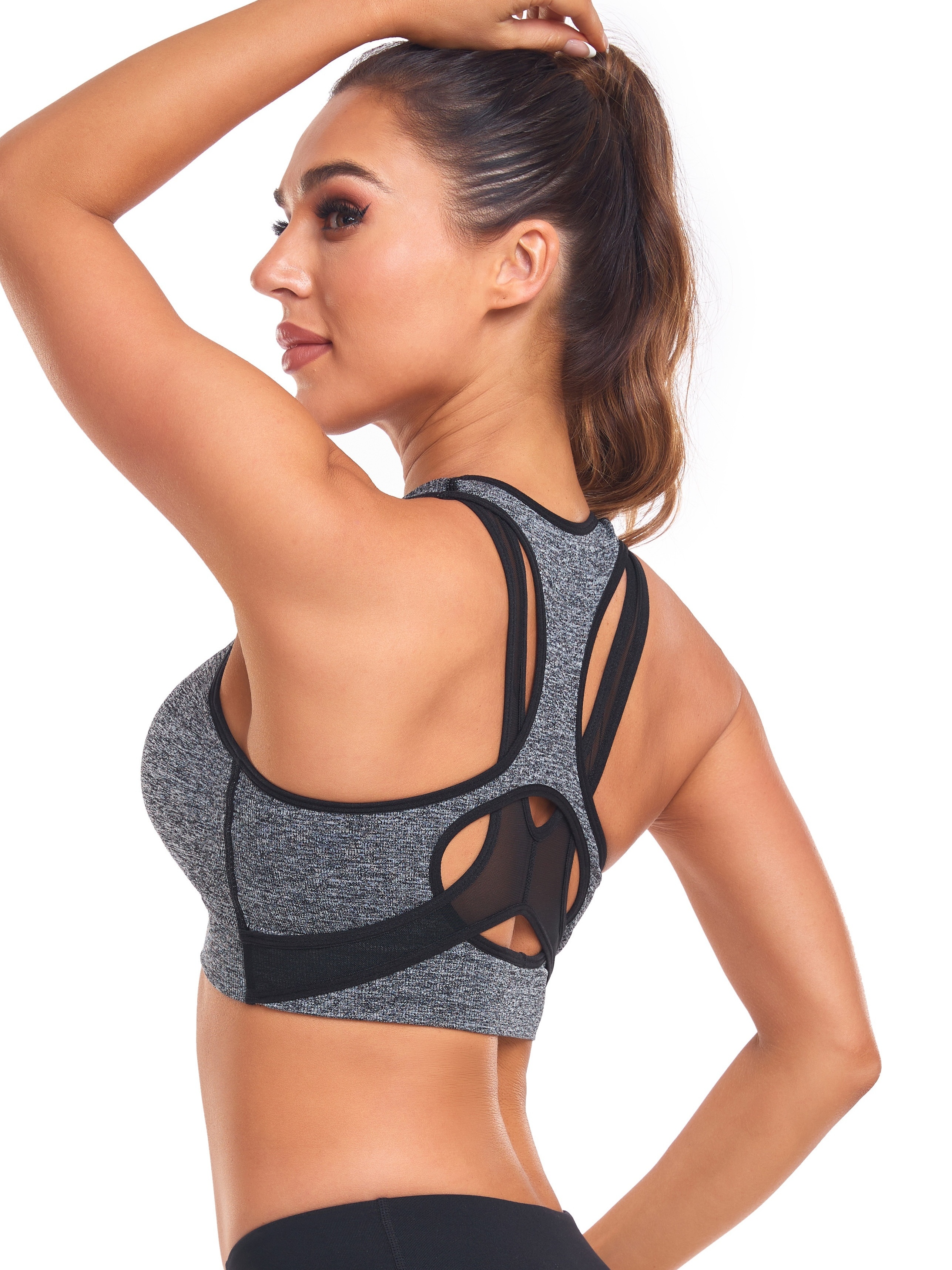 High Impact Color Block Sports Bra with Backless Design and Double Straps -  Perfect for Women's Activewear
