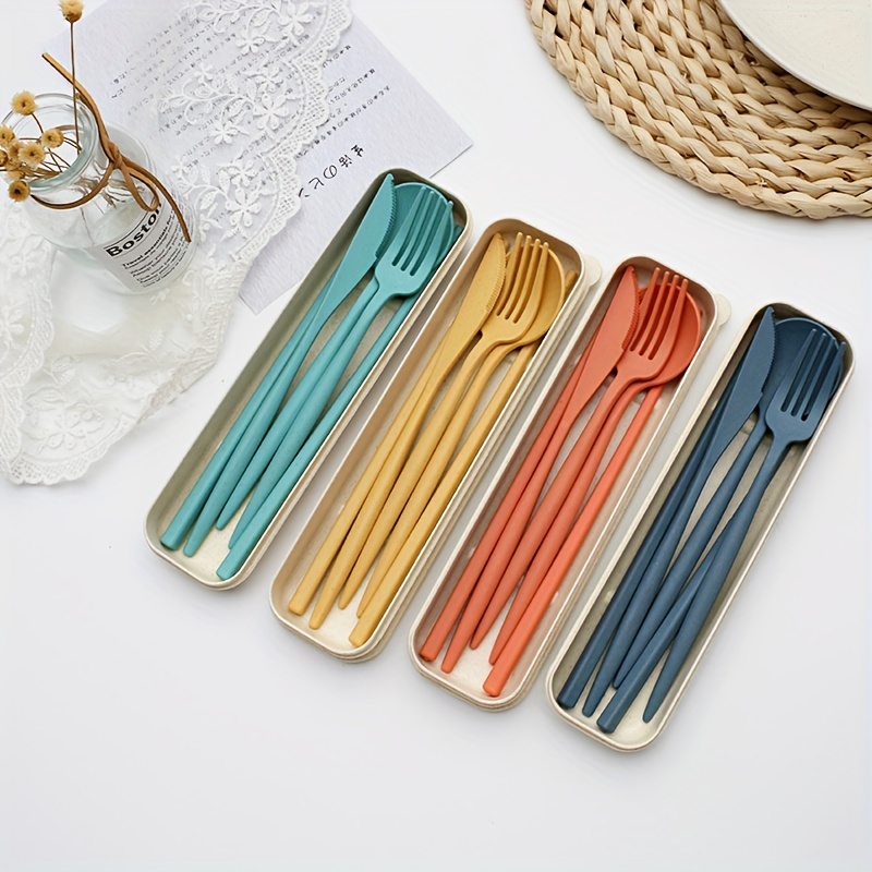 Reusable Bamboo Flatware Set with Storage Case