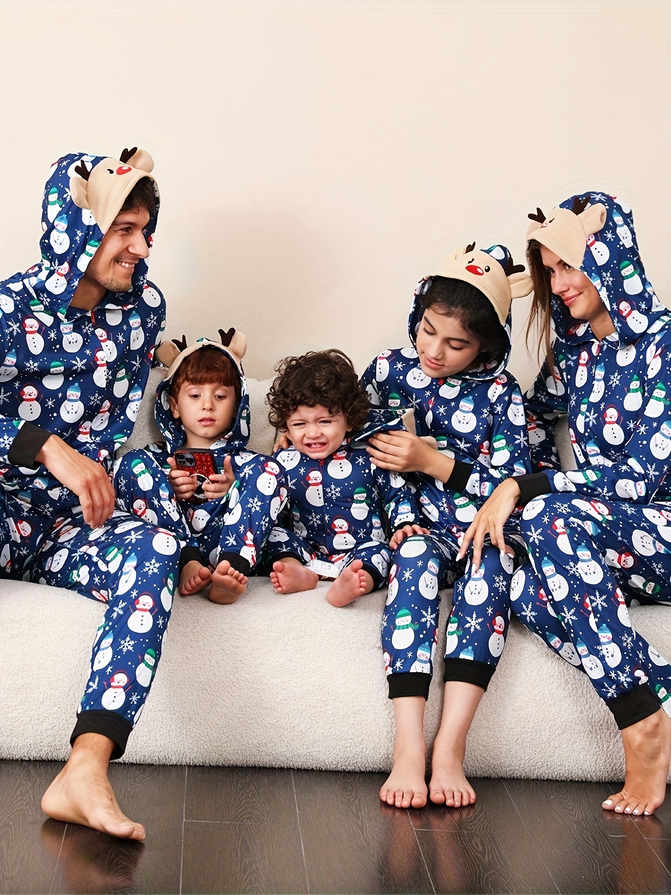 Pijama de una sola pieza con estampado de muñeco de nieve navideño lindo en  contraste de colores, para bebé niño o niña, con capucha, ropa de dormir
