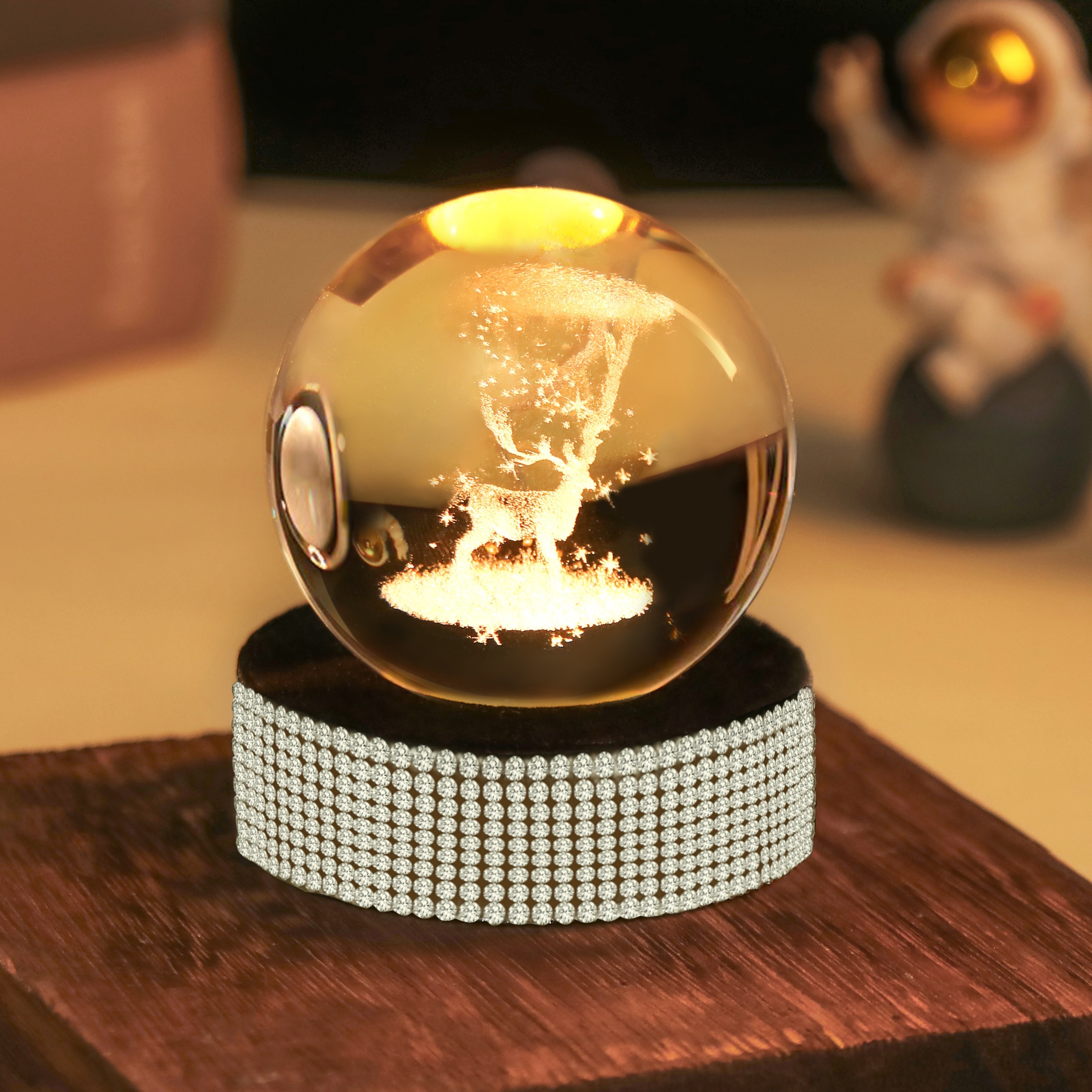 Blensson - Lampe Galaxy - 3D - Veilleuse - Enfants - Lampe d'ambiance -  Boule de verre