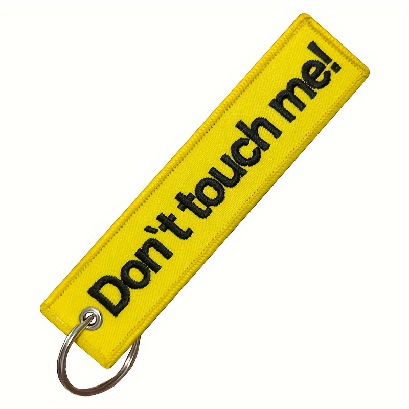 Double Sided Embroidery Yellow Letters Me Tag Keychain Motorcycle Key Accessories Wholesale