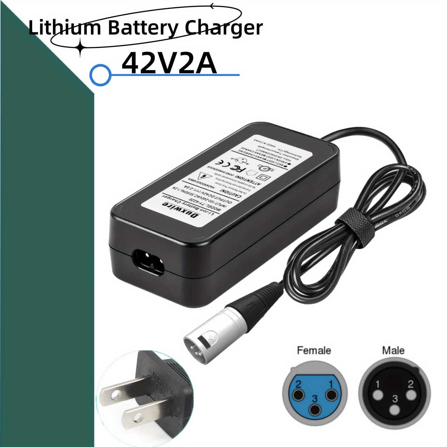 Green Cell® Chargeur pour Vélo Electrique 36V Li-Ion Batterie 42V 2A DC  5.5*2.1mm Connecteur - Green Cell