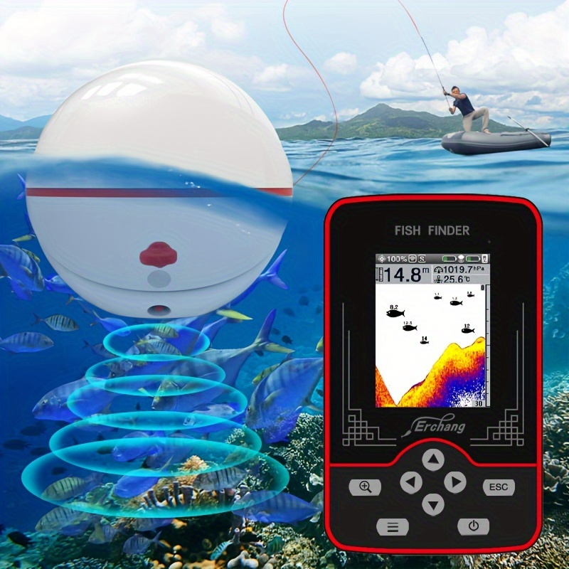  Buscador de peces Sonar Sensor de profundidad Sonda Pesca  Buscador de peces Transductor de alarma para accesorios de pesca :  Electrónica