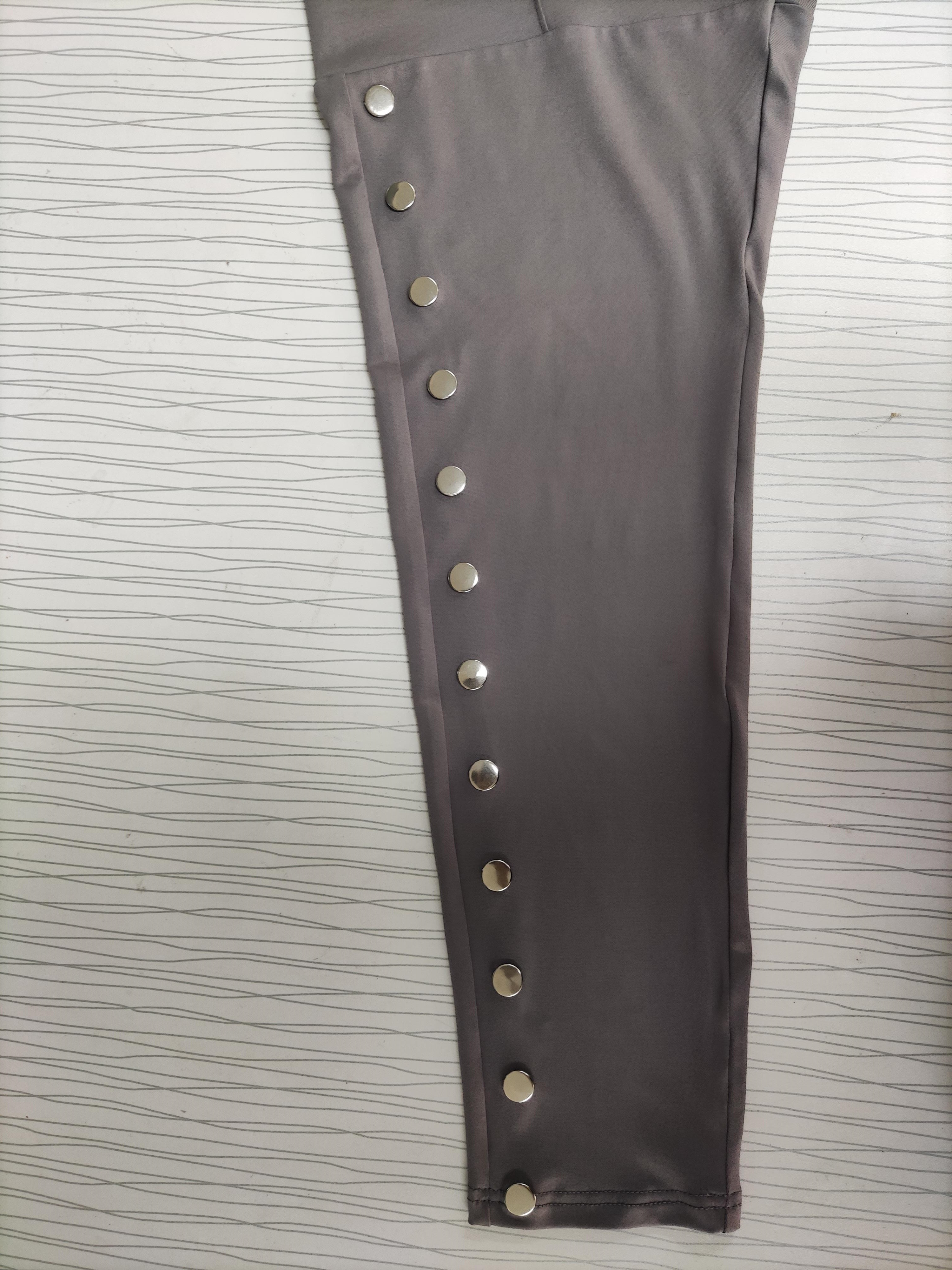 Plus Size Sexy Pants Women's Plus Solid Button Decor Tummy - Temu Canada