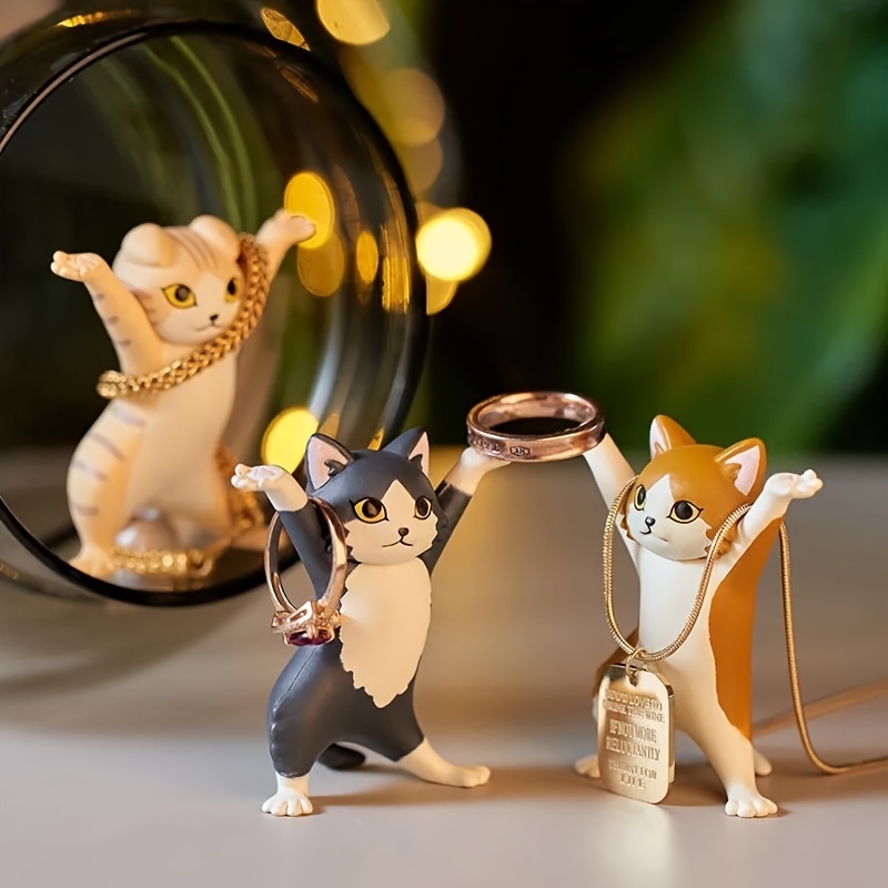 Cute Cat Ornament Glasses Holder Cartoon Animal Statue Art - Temu